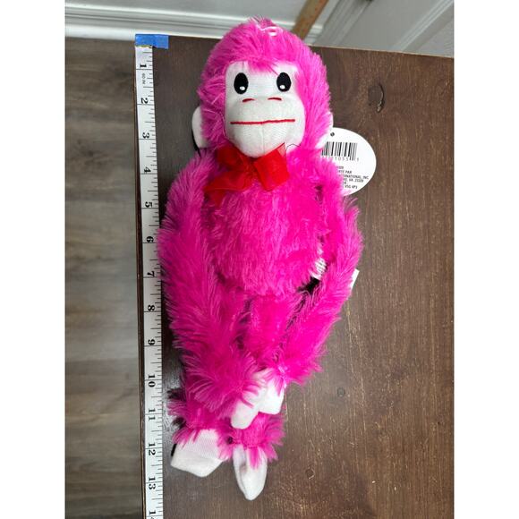 Fuzzy Friends Greenbrier Plush Hanging Pink Valentine's Day Monkey 12.5" NWT - Picture 5 of 5